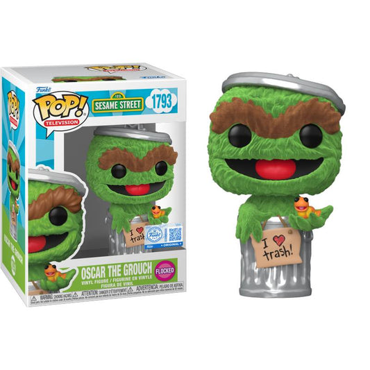 PRE-ORDER - Sesame Street - Oscar the Grouch Flocked Pop! Vinyl Figure [RS]