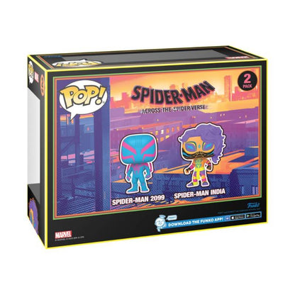 Spider-Man: Across the Spider-Verse - Spider-Man 2099 & Spider-Man India Blacklight Pop! Vinyl Figure (2-Pack)