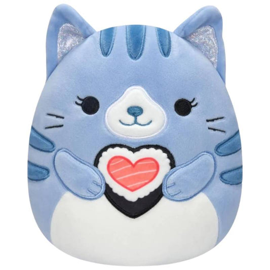 Squishmallows - Carizma Dark Blue Tabby Cat Holding Sushi 7.5" Plush Valentines 2024