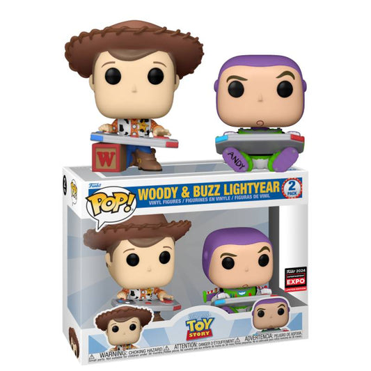 Toy Story - Woody & Buzz Gaming Pop! vinyl 2PK C-EXPO Exclusive [RS]